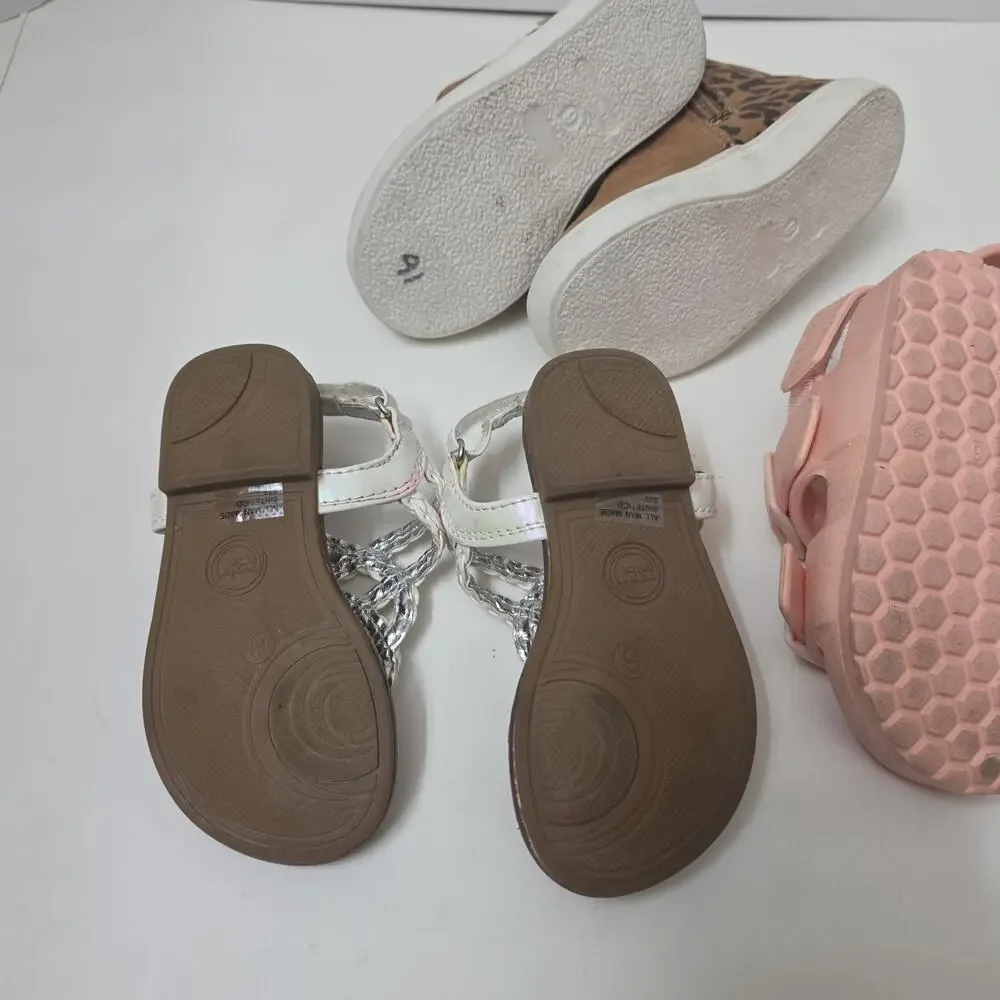 Lot Of 4 Pairs Of Toddler Girls Sz 6 Shoes Sandals + Boots Excellent Condition